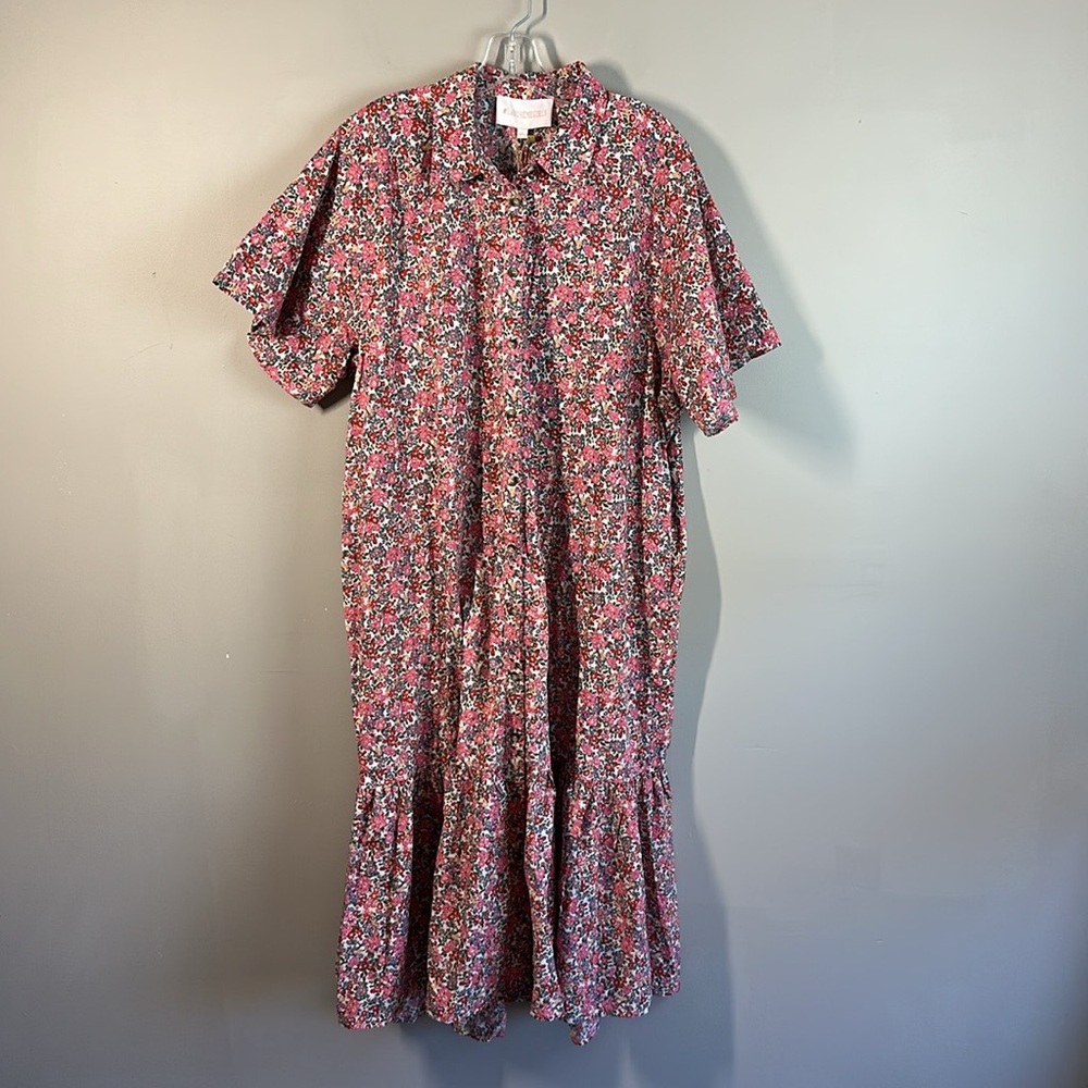 NWT La Boheme Girls Ditzy Floral Button‎ Down Prairie Dress Size M/L Cottagecore